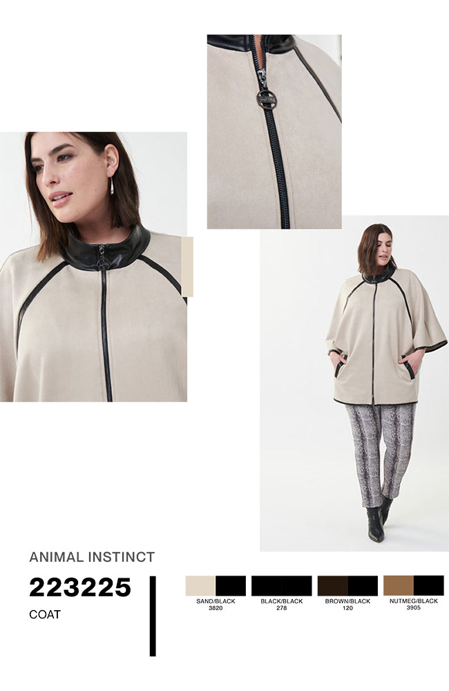 Suede Leatherette Cape Coat