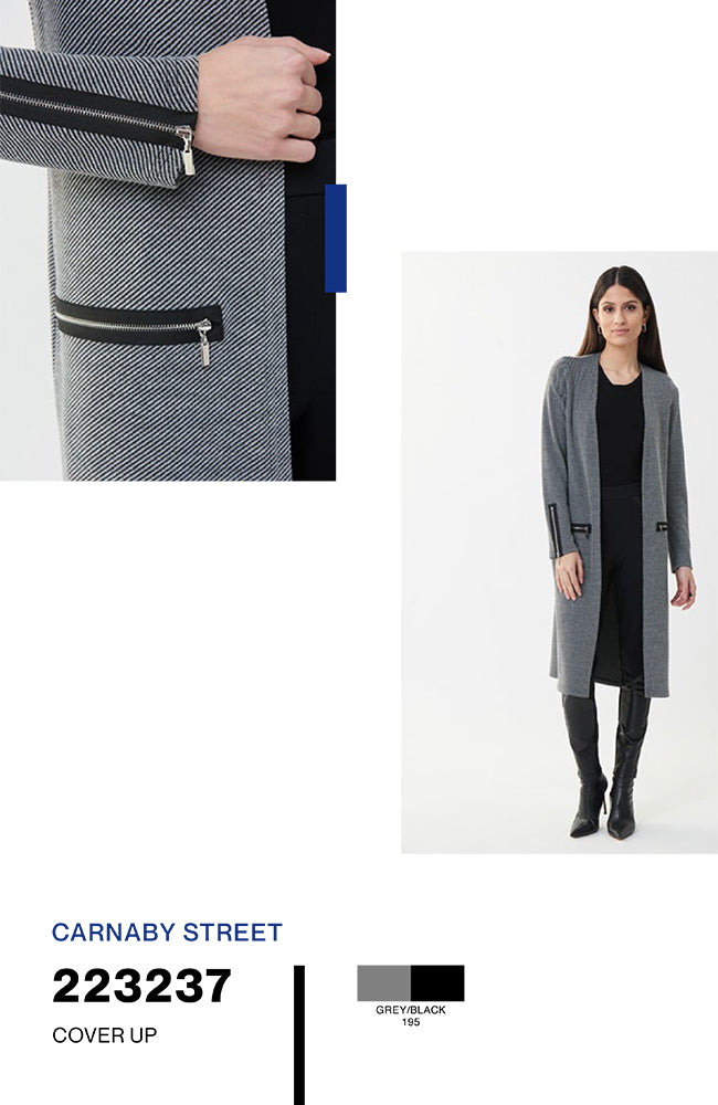Long Open Cardigan Zipper Details