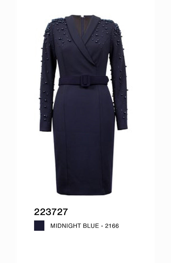 Stone Detailed Belted Cocktail Dress 41" HSP