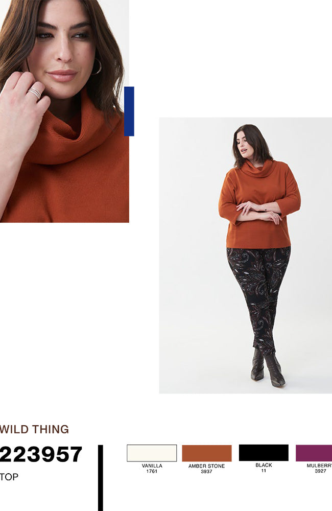 Boxy Cowl Neck 3/4 Sleeve Sweater