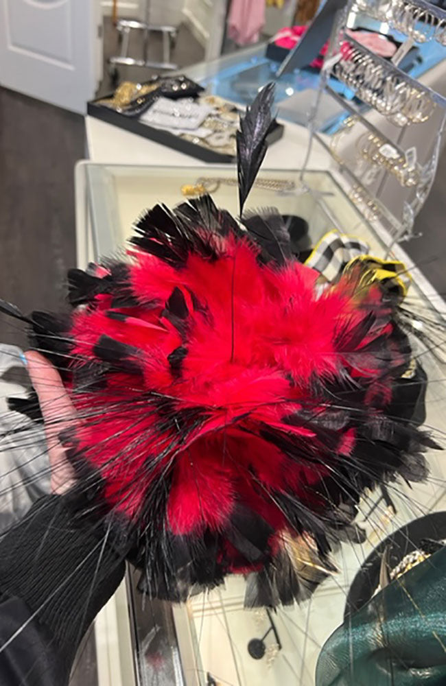 Red & Black Feather Fascinator