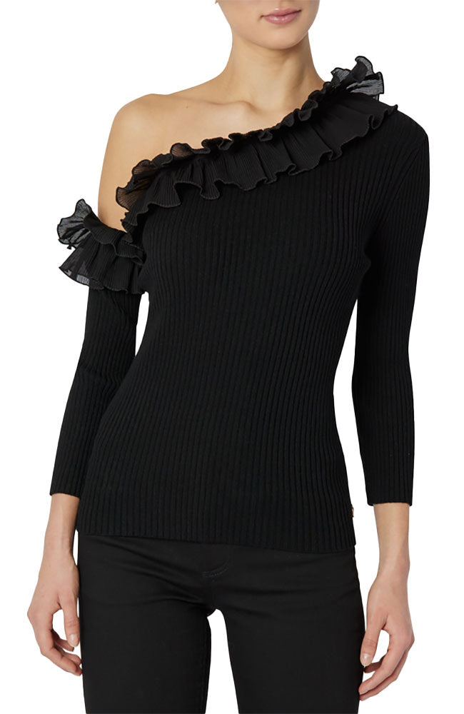 Woven Ruffle 3/4 Sleeve Top