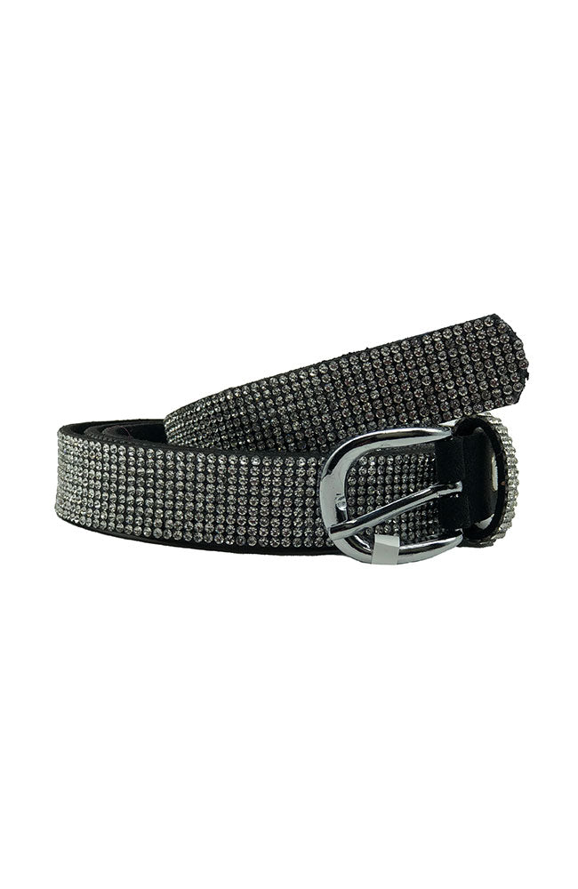 1/2" Clr on Black Belt with Silver Stones & Buckle