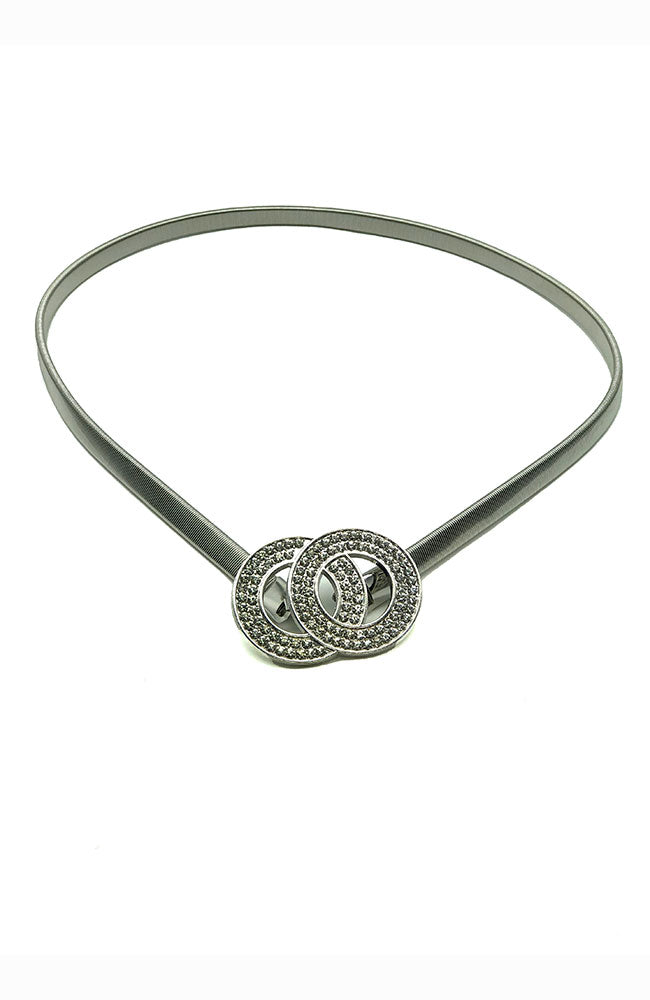 Cobra Belt Silver 2 CZ Circles