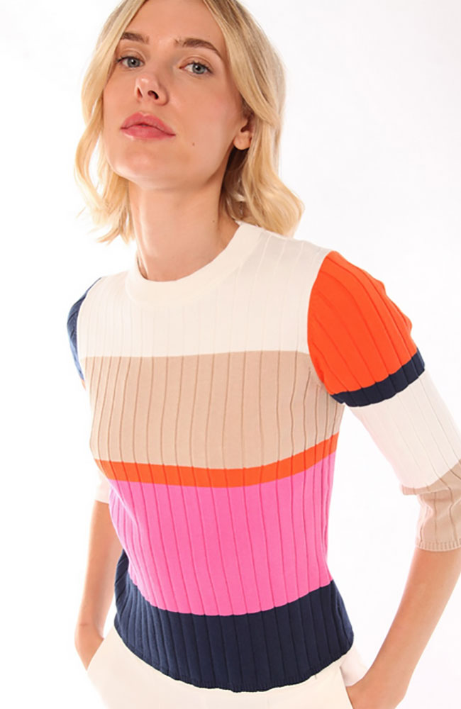 Maia Striped 3/4 Sleeve Sweater