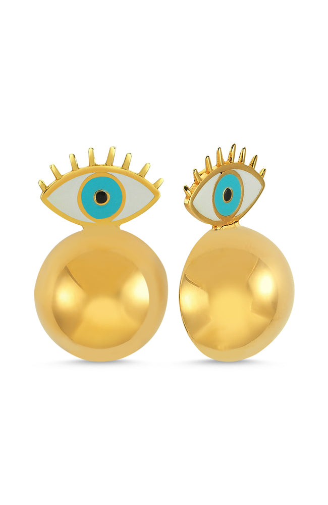 Evil Eye Stud with Gold Disc