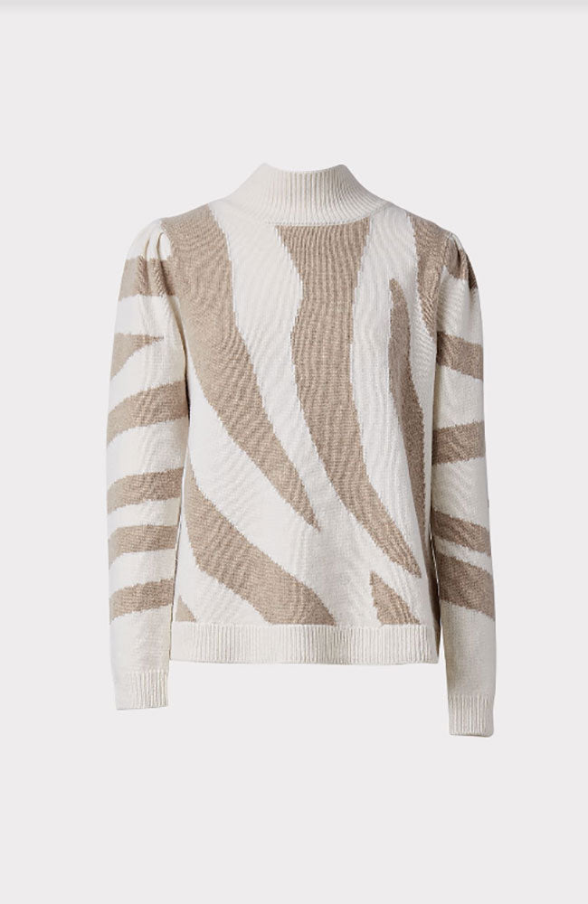 Zebra Intarsia Mock Neck Sweater