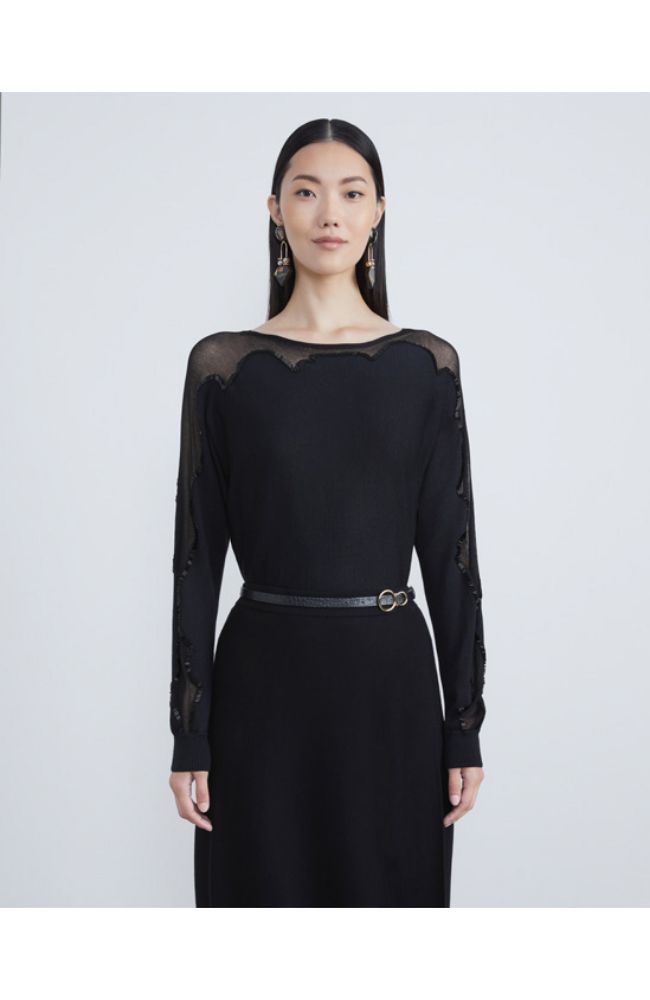 MWAU5B-KM54 Sheer Sleeve Sweater