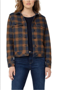 Jacket with Patch Pockets in Plaid