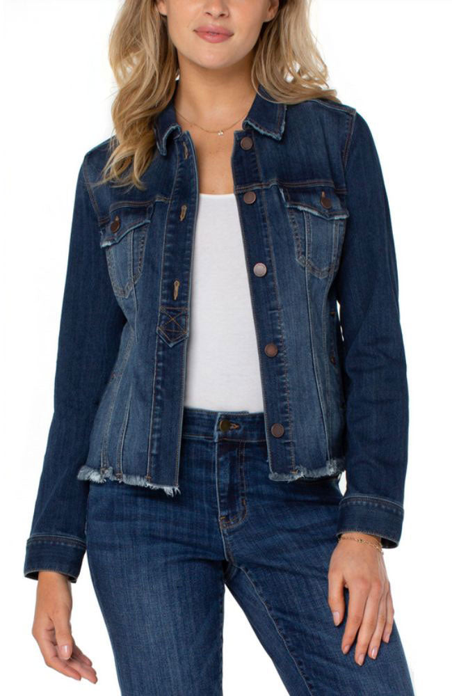 Half Placket Raw Hem Trucker