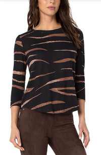 Three Quarter Sleeve Knit Tee Shirt Animal