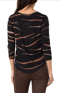 Three Quarter Sleeve Knit Tee Shirt Animal