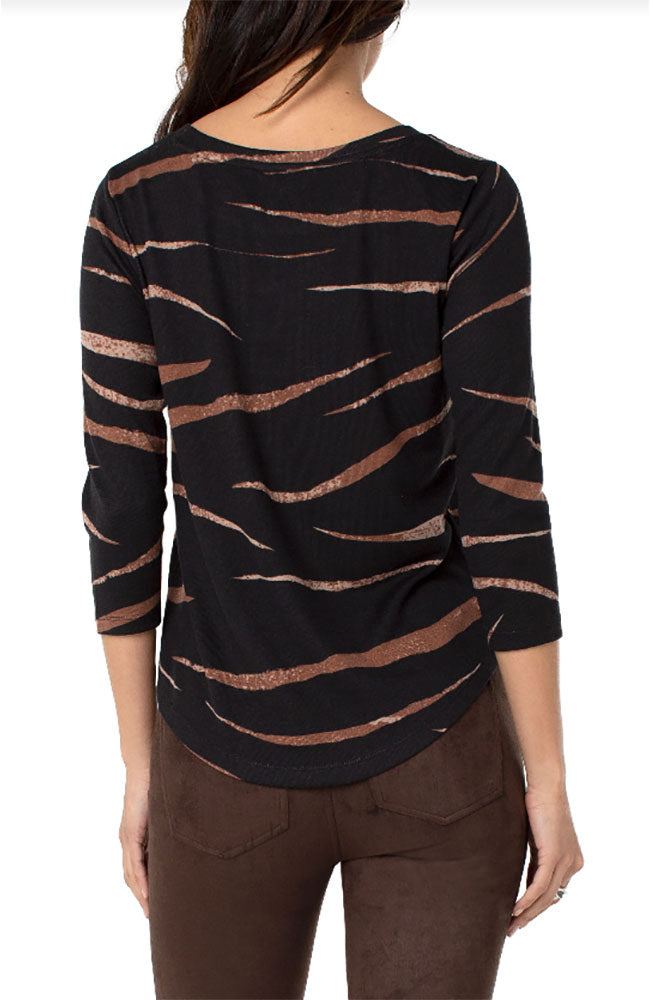 Three Quarter Sleeve Knit Tee Shirt Animal