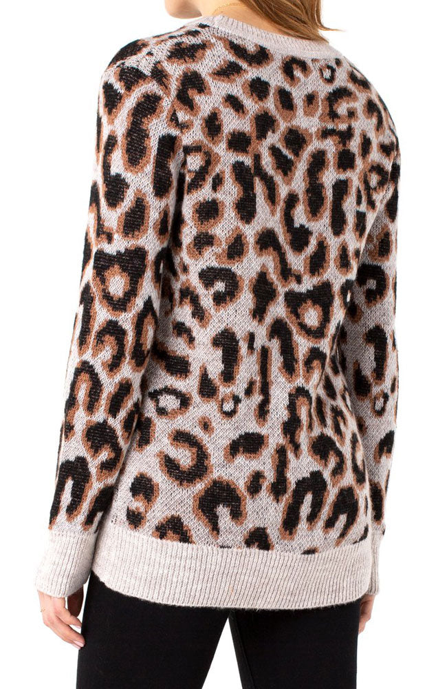 Leopard Print High Low Sweater