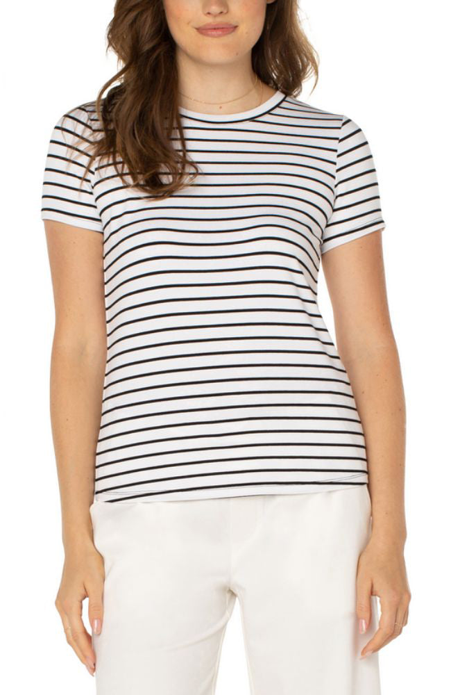 Slim Fit Strped Crew Neck Knit Tee