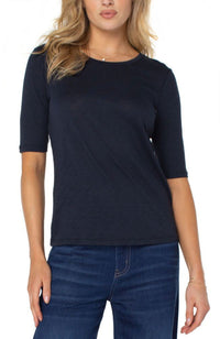 Half Sleeve Crew Neck Slub Knit
