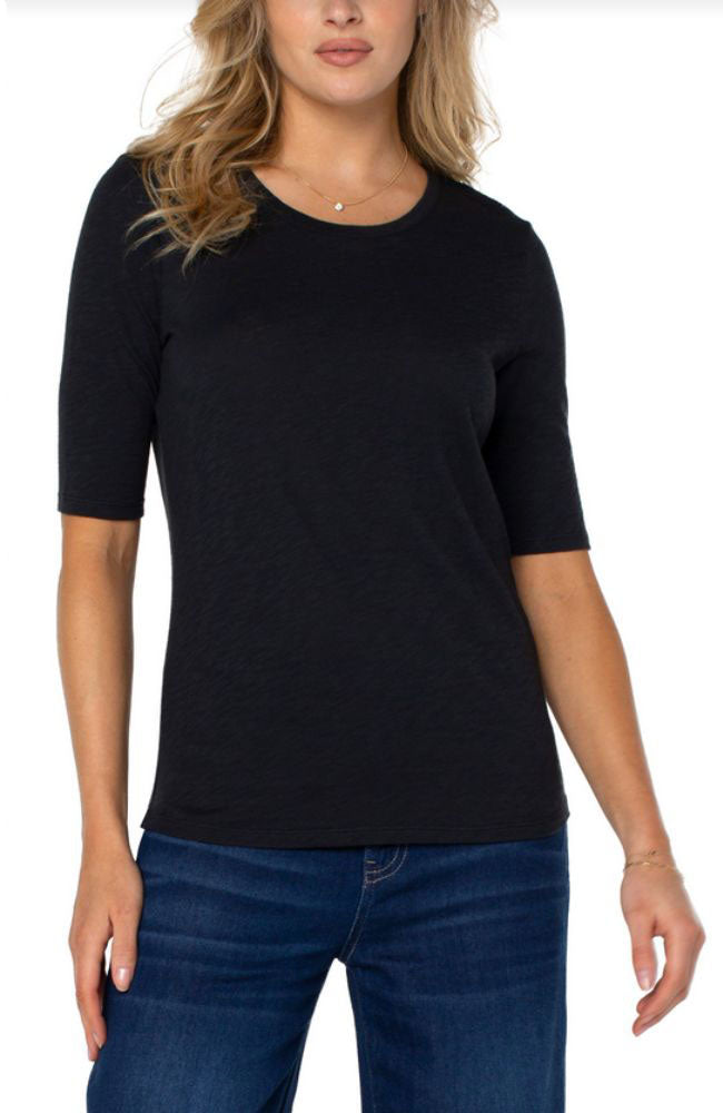 Half Sleeve Crew Neck Slub Knit