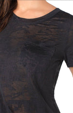 Scoop Neck Black Burn Out Camo Top