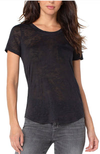 Scoop Neck Black Burn Out Camo Top