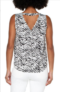 Sleeveless Double V Neck Woven Top