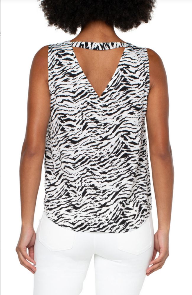 Sleeveless Double V Neck Woven Top
