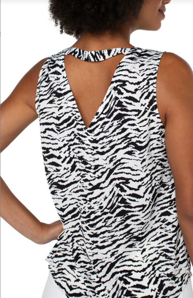 Sleeveless Double V Neck Woven Top
