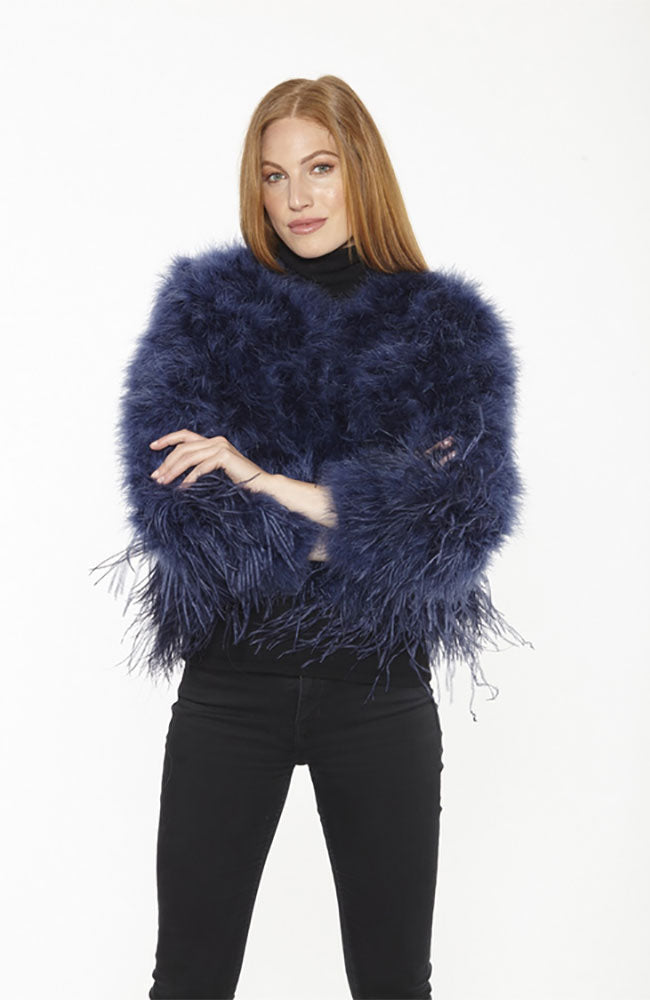 Ostrich Trim Feather Jacket