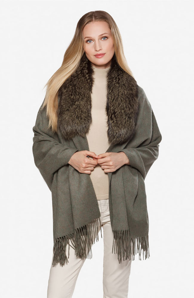Fringe Shawl with Fox Green
