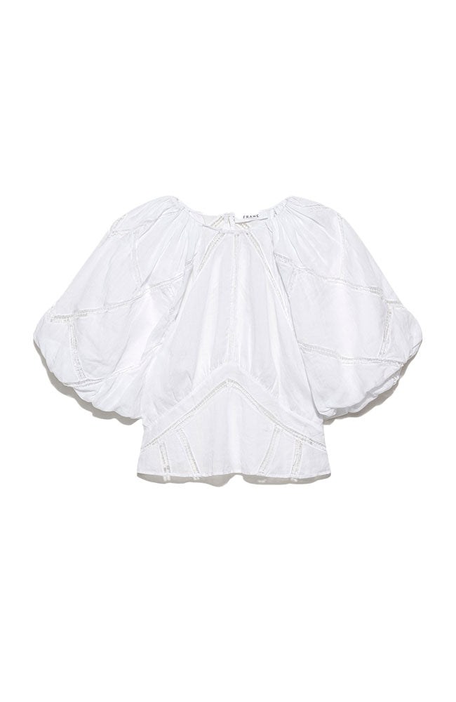 Inset Lace Gathered Seam Top