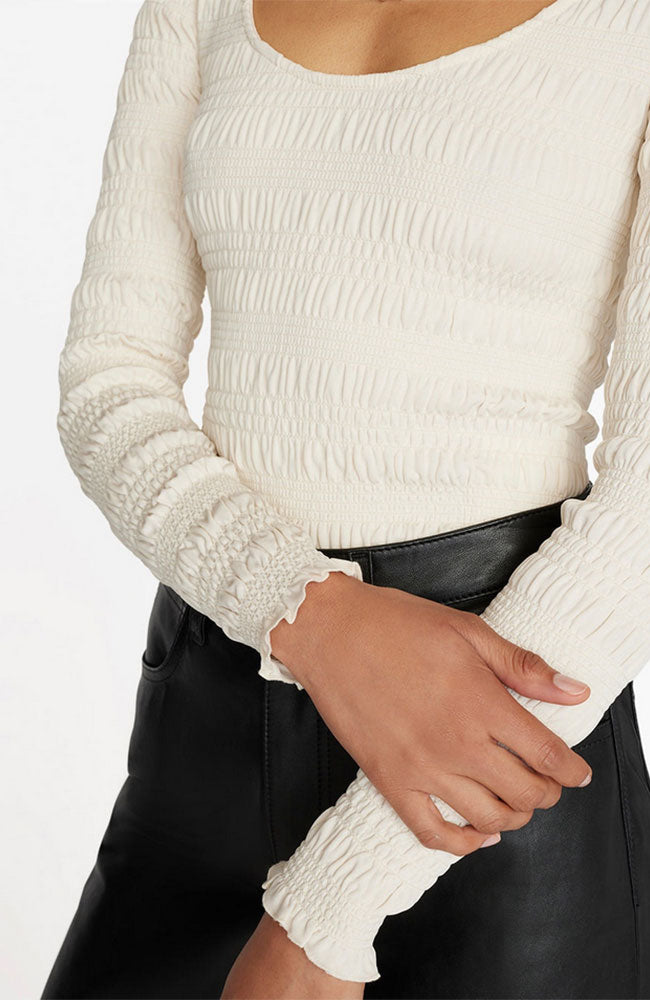 Smocked LS Knit Top