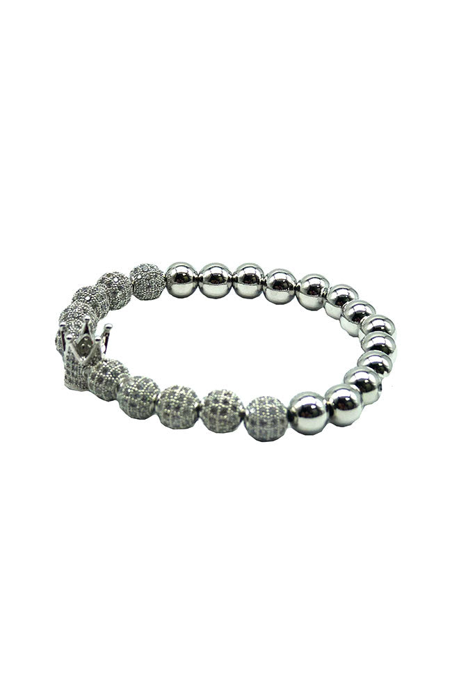 Filament & Solid Bead Bracelet Silver