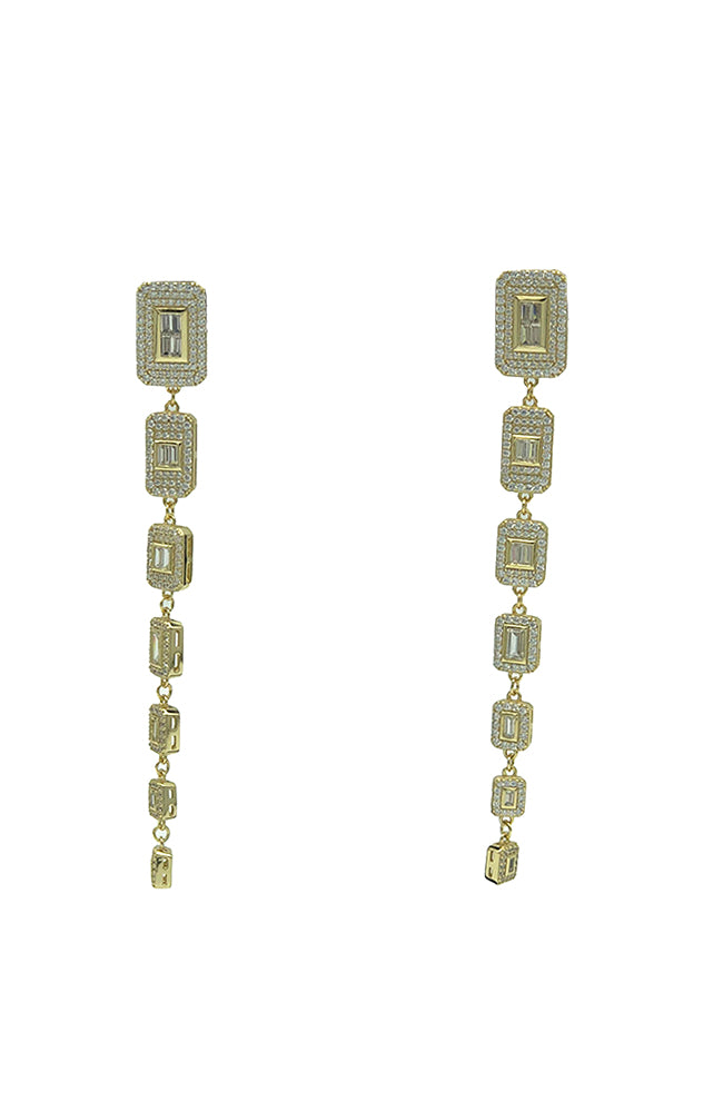 Gold CZ Squares Earring