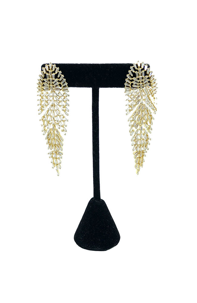 CZ Leaf Earring Gold