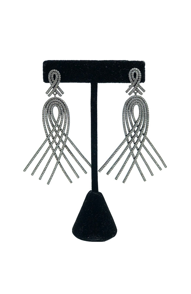 Peacock Shape CZ Earring Silver