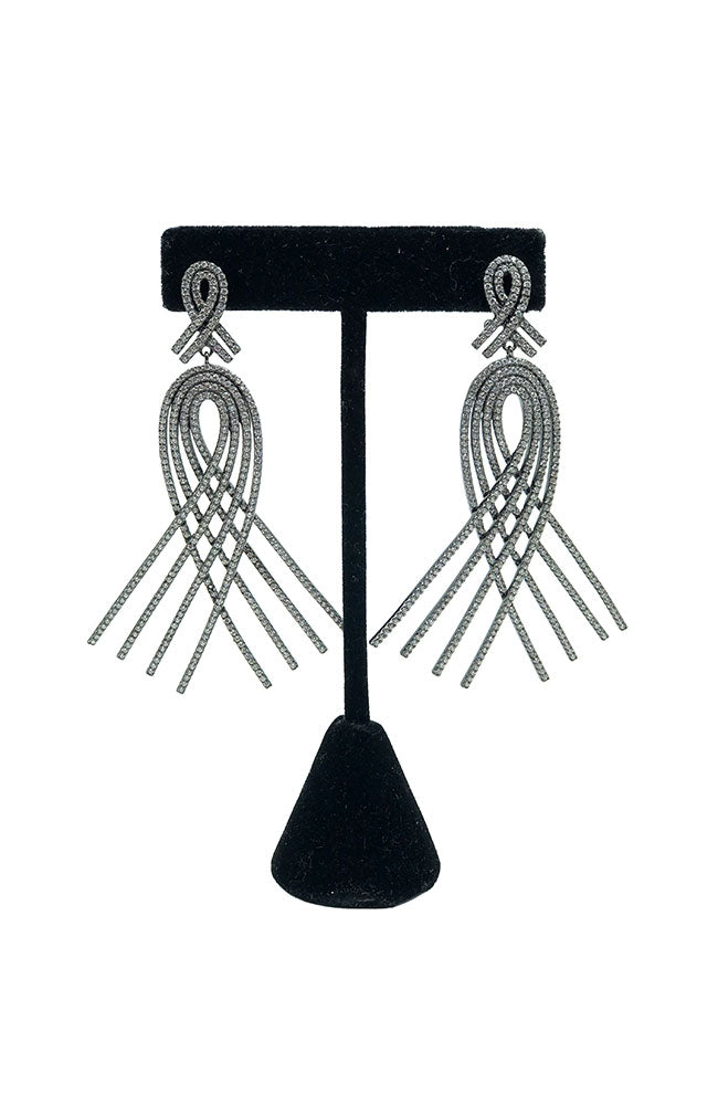 Peacock Shape CZ Earring Silver