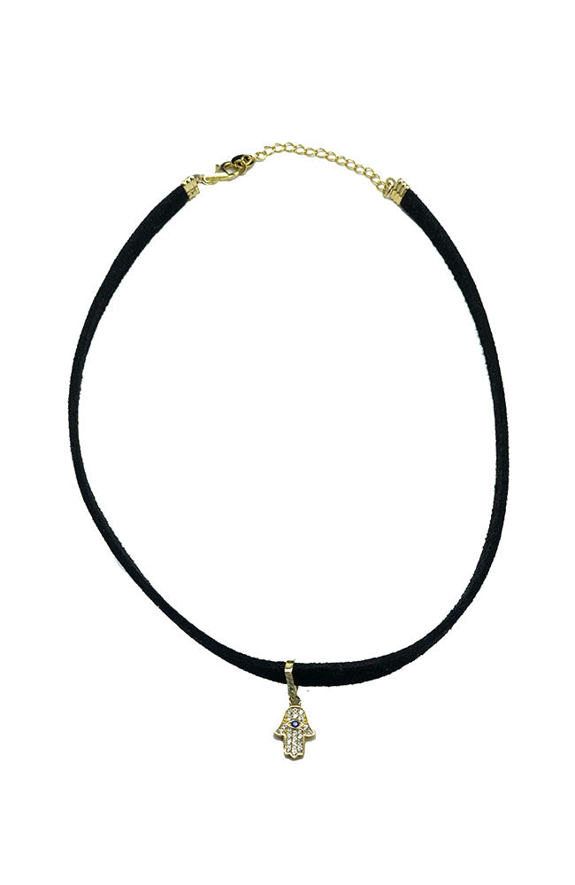 Leatherette Choker Hamsa