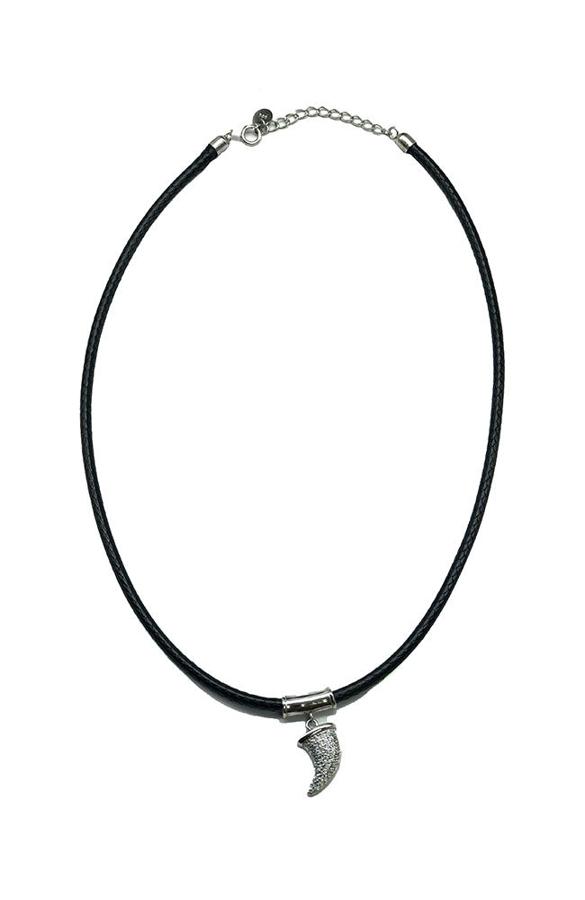 Leatherette Choker Silver Horn