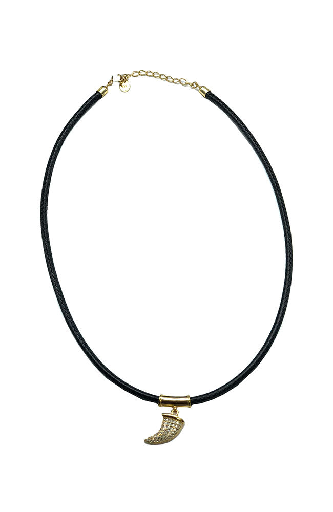 Leatherette Choker Gold Horn