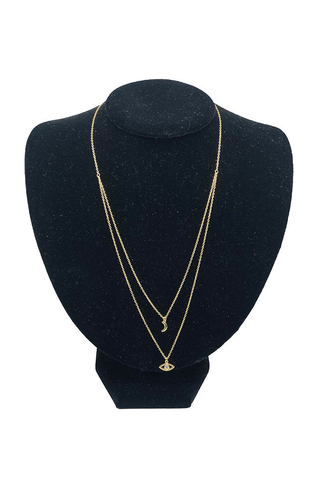 Double Strand Necklace Moon, EE Gold