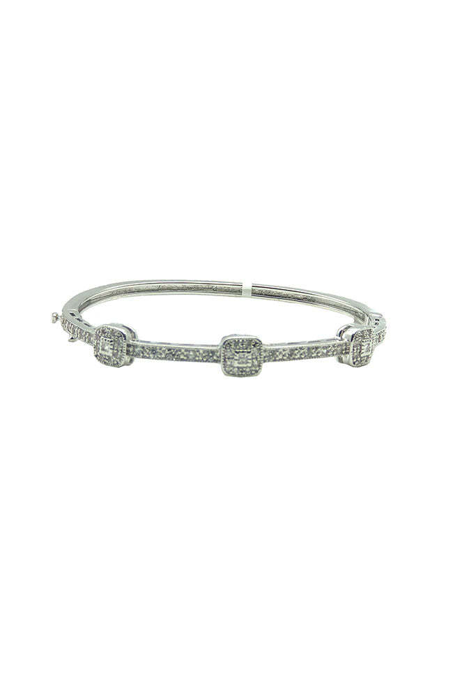 Bangle with Pave & Square Stations