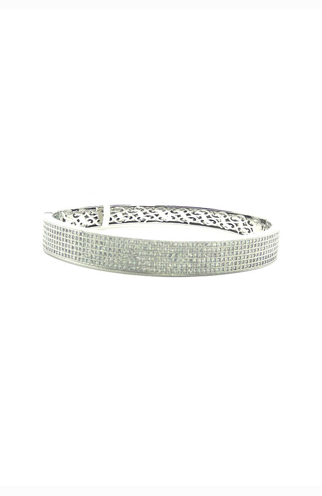 Sterling Silver Bangle Pave Crystals