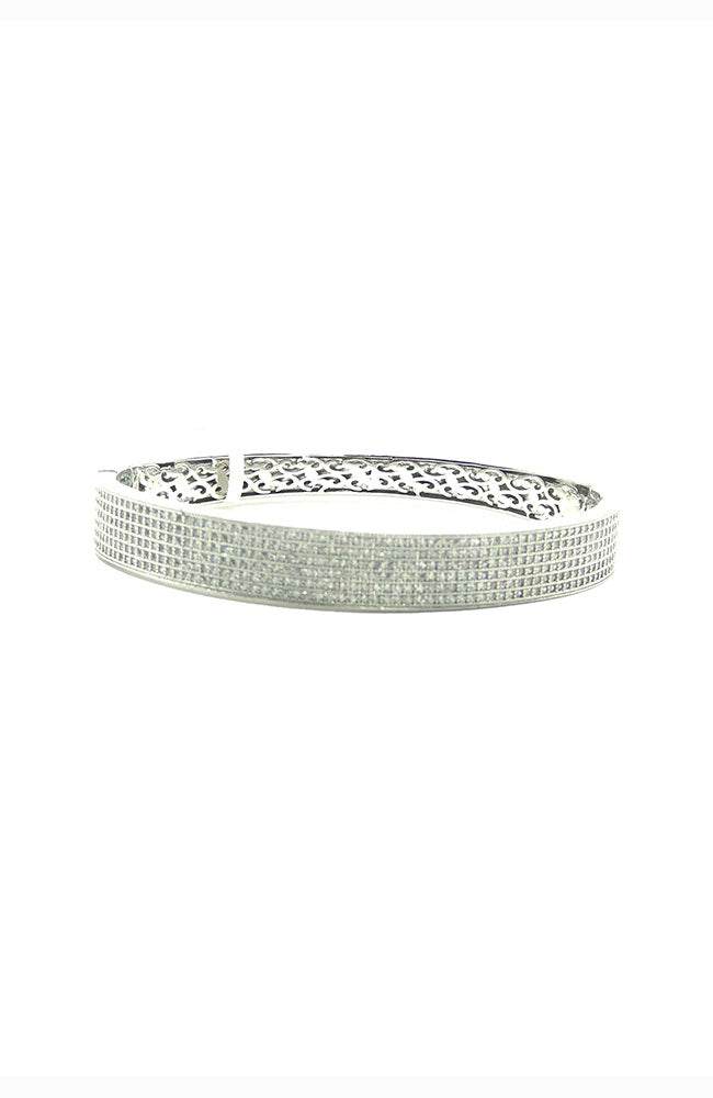 Sterling Silver Bangle Pave Crystals