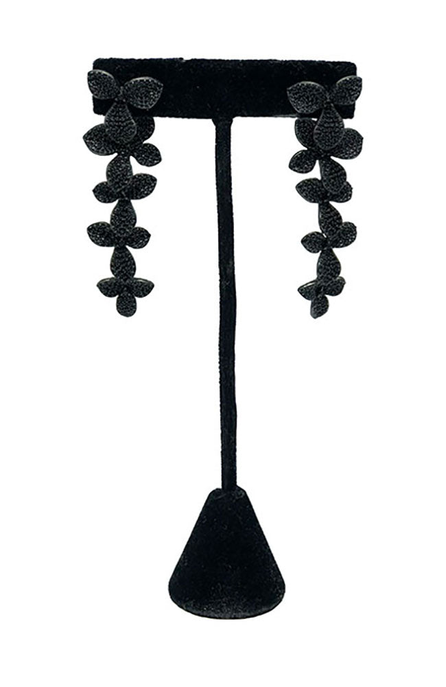 Black Pave Flower Drop Earring