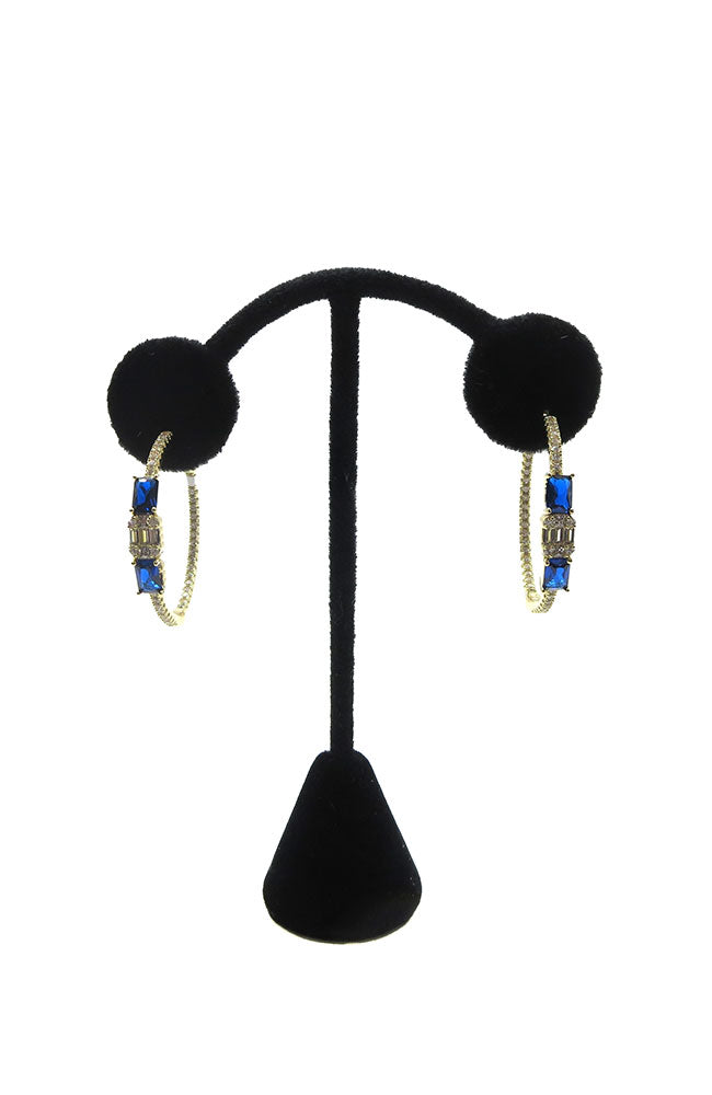 Gold Blue Stone Hoops