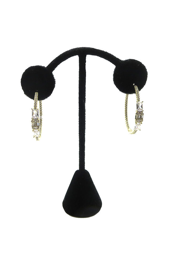 Gold Crystal Stone Hoops