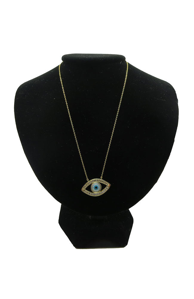 Gold Blue Eye Necklace