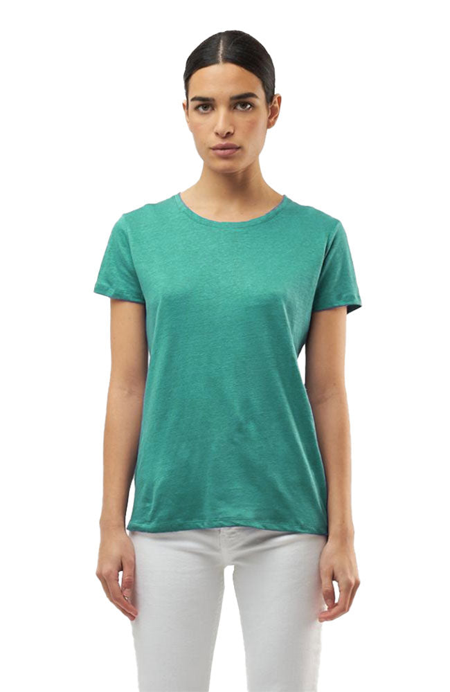 Stretch Linen Short Sleeve Crew