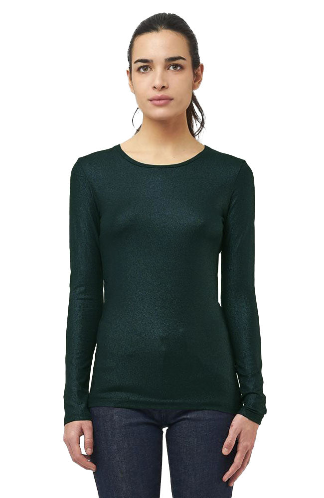 Metallic Long Sleeve Crewneck T Shirt