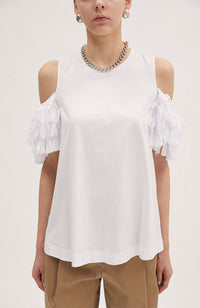 Cold Shoulder Fringe Top