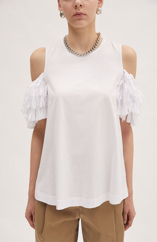 Cold Shoulder Fringe Top